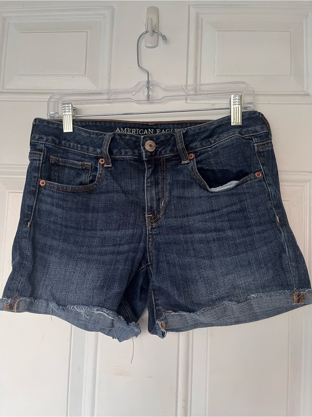 American Eagle Outfitters Dark Blue Denim Roll-Cuff Women's Shorts size 10.